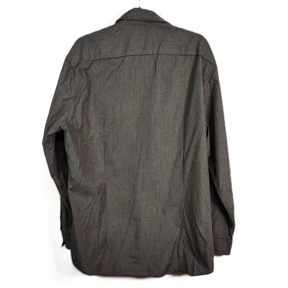 KENNETH COLE Hidden Button-Down Grey Slim Fit 17.5 34-35 Men's Long Sleeve Shirt - Picture 4 of 7